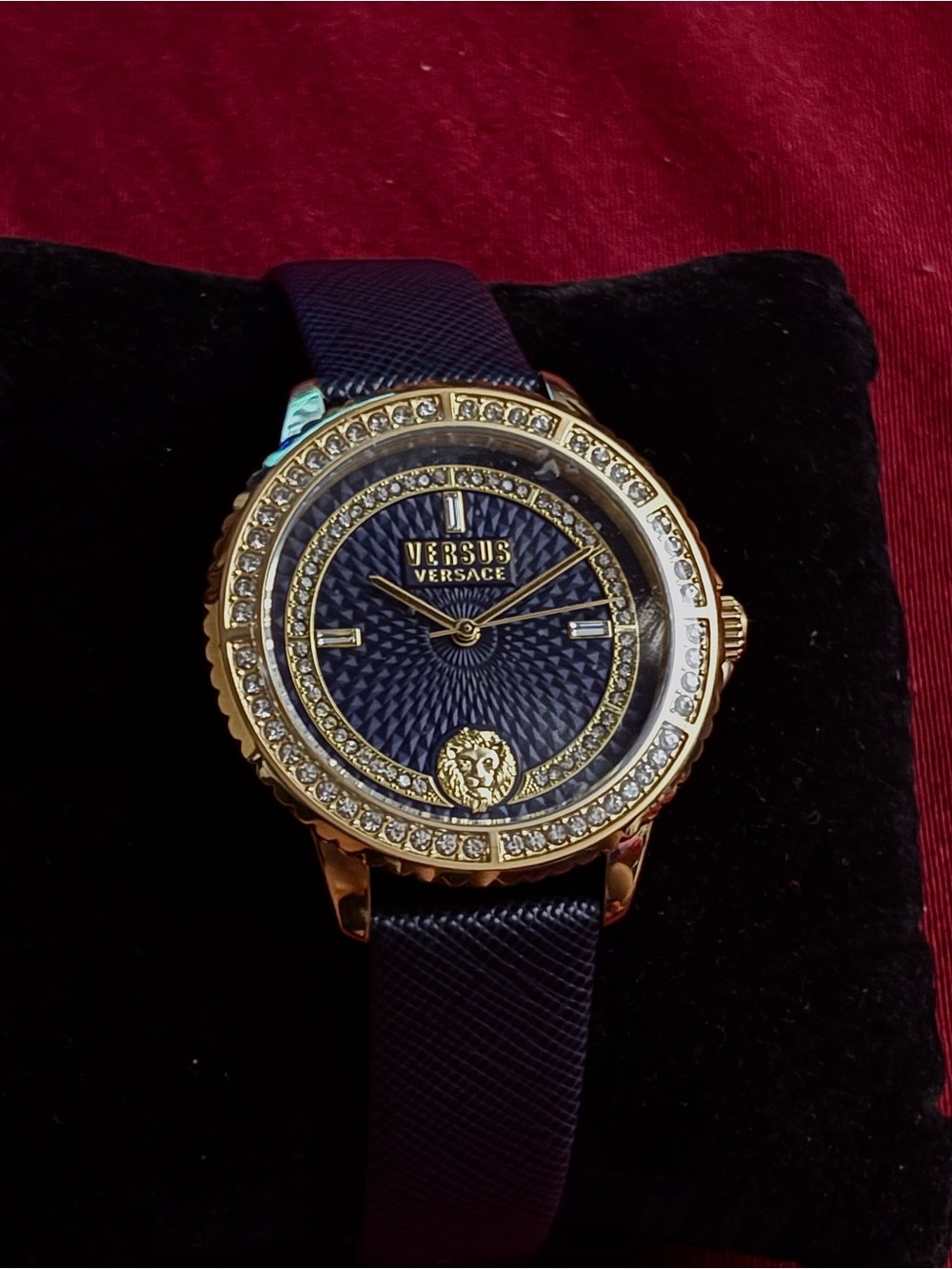 Versus Versace Navy and Gold Crystal-Trim Watch